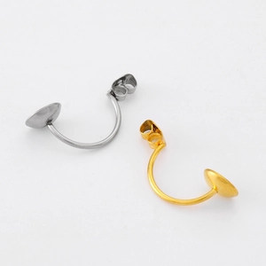 DIY stainless steel gold and silver ear stud components with flat pad base for jewelry making
