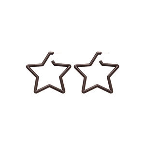 Minimalist matte dark brown star stud earrings with steel pins and acrylic finish