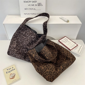 Classic brown and cool grey leopard print tote bags with wide shoulder straps