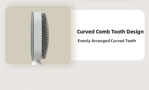 Close-up of curved bristle design on white massage hair brush for scalp fitting