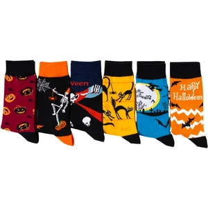 Halloween Theme Socks Cotton Blend Funny Pumpkin Skeleton Bat Pattern Knitted Mid-Calf Crew Socks For Unisex Party Novelty