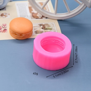 Pink silicone macaron mold for DIY soap and candle making with 5.1cm diameter size