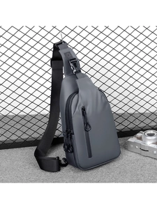 Herren Brusttasche Wasserdichtes Synthetikgewebe USB Ladeanschluss Lässig Sport Reise Sling Bag