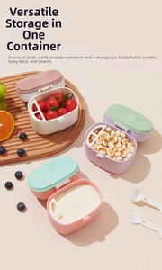 Portable baby formula dispenser with divided sections for snacks and fruit storage