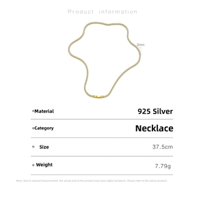 Technical specifications of S925 sterling silver colorful tennis necklace 37.5cm