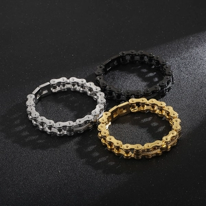 Men's stainless steel bicycle chain bracelets in gold, silver, and black finishes