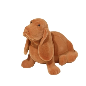 Cute brown flocked puppy jewelry box for rings and accessories in a cartoon dog shape