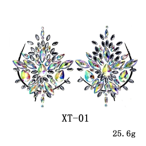 AB crystal rhinestone body jewelry stickers in symmetric radial pattern for rave parties