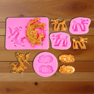 Siliconen mal set draak en feniks voor Chinese bruidstaart decoratie projecten