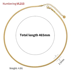 Collar de cadena de serpiente plana de 2,5mm en acero inoxidable chapado en oro