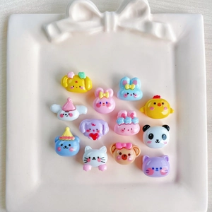 Detailed view of colorful resin mini cartoon animal charms for DIY crafts and accessories