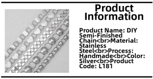 Detailed macro view of handmade stainless steel jewelry chains with diverse link designs