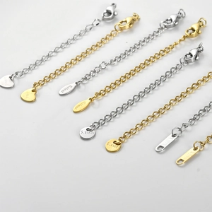 Titanium steel extension chains with lobster clasps in gold and silver for DIY jewelry