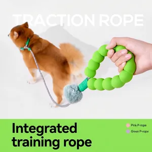 Dopamine-colored all-in-one P-rope dog leash with green foam handle for medium large dogs
