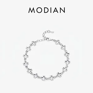Hollow Cross Link Bracelet In 925 Sterling Silver Vintage Gothic Minimalist Jewelry For Women With Adjustable Chain