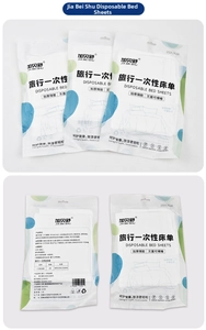 Macro shot of SMMS non-woven disposable bedding set packaging and material texture