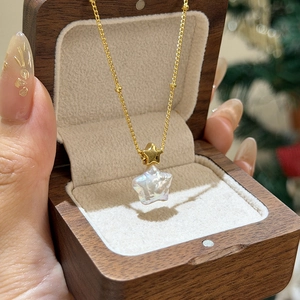Collier Pendentif Étoile En Faux Künstliche Perle Plaque Or Véritable Cuivre Chaîne Satellite Mode Élégant Chaîne De Clavicule Femmes