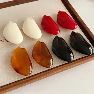 Geometric Resin Drop Earrings With Silver Earring Post Large Irregular Minimalist Chic Jewelry For Women