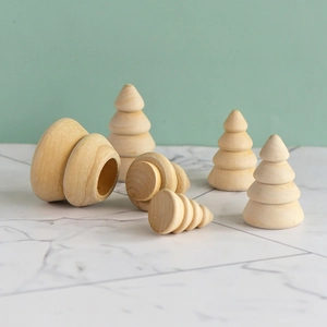 DIY unfinished wooden Christmas tree ornaments for tabletop home holiday decoration