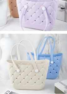 Detail shot of waterproof EVA beach bag showing diamond texture and breathable holes