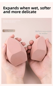 Macro view of oversized makeup sponge showing water expansion and soft texture