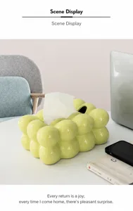 Moderne lichtgroene keramische tissuebox met wolk-bubbelontwerp voor de woonkamer