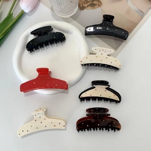 Elegant acetate shark hair clips with rhinestones in multiple colors for women