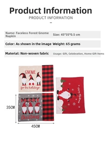 Detailed size specifications of festive Gnome Christmas placemats in a 45x35cm set