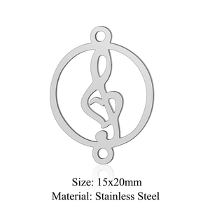 Polished stainless steel musical note pendant 15x20mm for DIY jewelry making