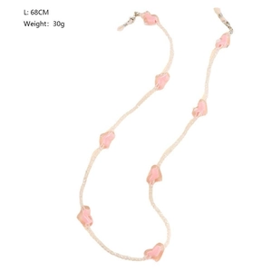 Pink heart glasses chain with transparent beads and 68cm sweet decorative lanyard detail