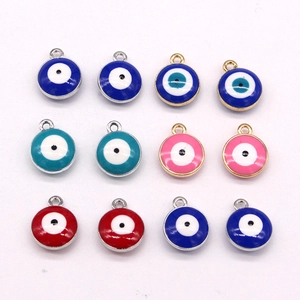 Colorful Turkish evil eye pendants set with metal frame and enamel beads for DIY jewelry making