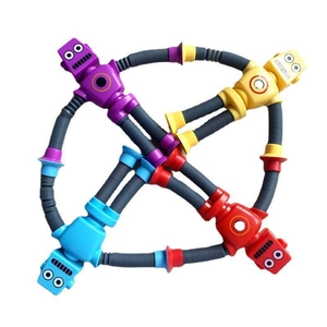 Colorful suction cup robot toys with flexible telescopic limbs for sensory fidget play