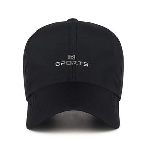 Casquette de baseball noire respirante et séchage rapide avec logo R Sports pour homme et femme