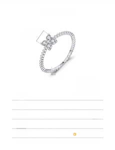Détails de la bague trèfle en argent S925 avec dimensions précises et spécifications de poids