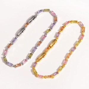 Bracciale arcobaleno in zirconi placcato oro 18 carati in oro e argento da donna