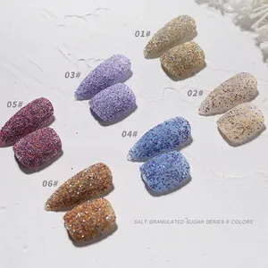 Coffret de 6 poudres à ongles effet sucre avec texture mate pour des designs d'ongles tweed