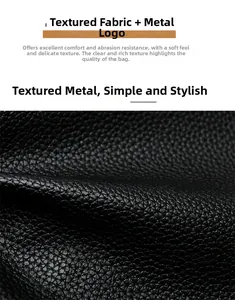 Close-up of black lychee grain faux leather showing detailed texture and durability