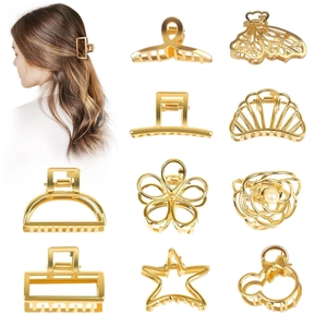 Mini Metal Hair Claws For Women Girls Alloy Geometric Flower Heart Bow Hollow Shark Hair Clips Accessories
