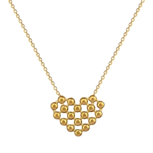 Titanium steel minimalist gold necklace featuring a hollow heart pendant made of small beads