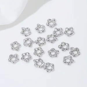 High-quality 14K gold plated flower spacer beads for jewelry making in silver finish