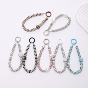 Luxury rhinestone ball phone charms and keychains with pearls in multiple colors