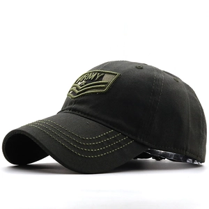 Army green military style baseball cap with embroidered ARMY letters and stripe patch