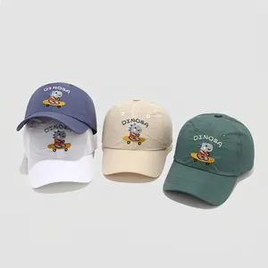Kids Baseball Cap Cotton Skateboard Dinosaur Embroidery Breathable Sun Protection Adjustable Outdoor Fashion