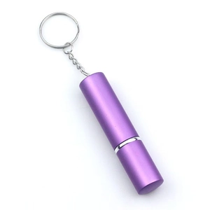 Portable 5ml purple metal perfume spray bottle with keychain in minimalist style