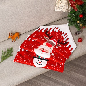 Christmas reindeer and santa claus printed table runner with festive holiday decor