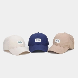 Quick-dry breathable baseball caps with Paradise patch and laser-cut holes in three colors
