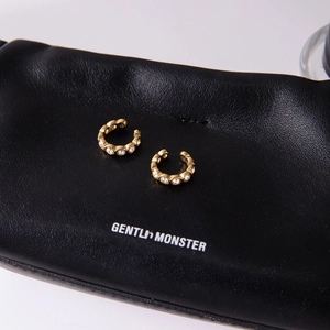 Classic 18K gold plated stainless steel ear cuffs with white cubic zirconia accents