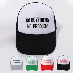 Trucker Hat Polyester Mesh Back Breathable No Boyfriend No Problem Slogan Sunshade Casual Streetwear For Men Women