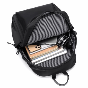 Zaino porta PC nero di grande capacità con scomparti multipli multipli e fodera interna a righe