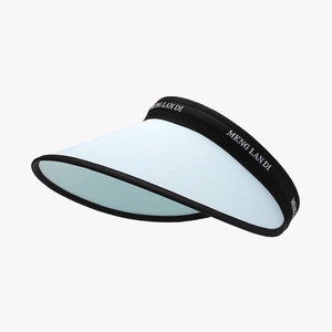 Women's UV protection visor with ice blue brim and black elastic headband